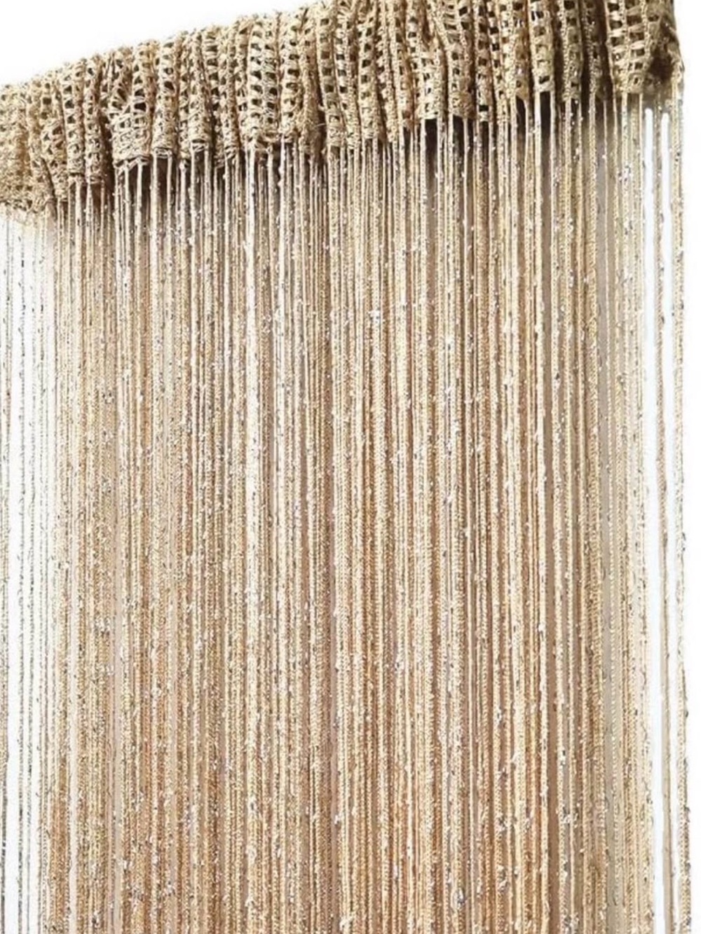 Beige String Curtain Panel - Decorative Home Accent